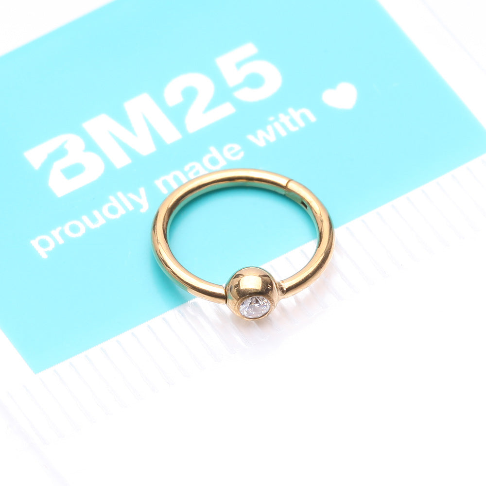 Detail View 4 of Pure24K Implant Grade Titanium Gem Ball CBR Style Seamless Clicker Hoop Ring-Clear Gem