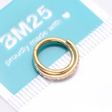 Detail View 4 of Pure24K Implant Grade Titanium Double Crossing Layer Sparkle Clicker Hoop Ring-Clear Gem