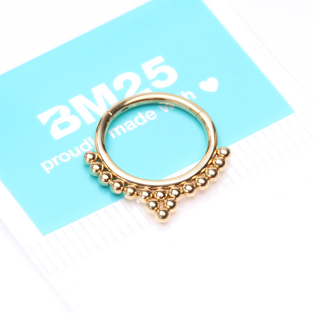 Detail View 4 of Pure24K Implant Grade Titanium Bali Beaded Seamless Clicker Hoop Ring