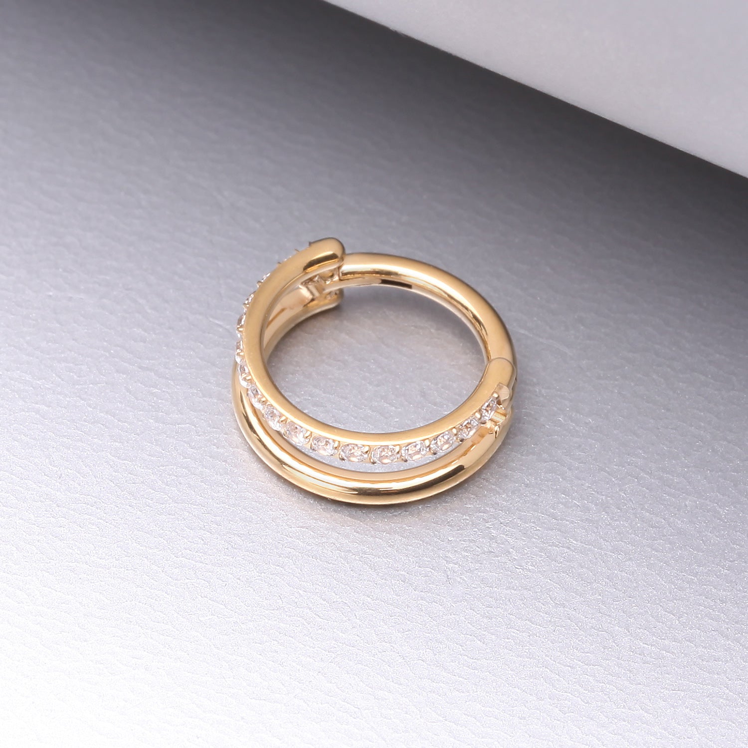 Detail View 1 of Pure24K Implant Grade Titanium Double Hoop Single Lined Sparkle Seamless Clicker Hoop Ring