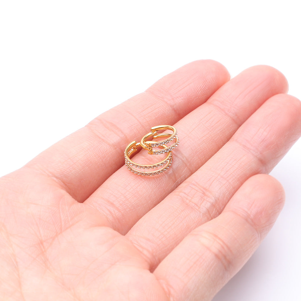 Detail View 3 of Pure24K Implant Grade Titanium Double Hoop Lined Sparkle Seamless Clicker Hoop Ring