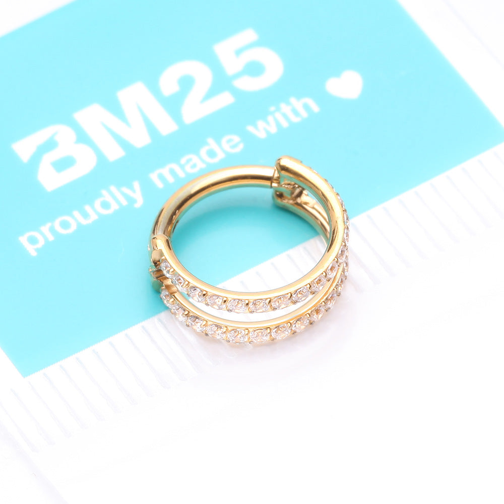 Detail View 4 of Pure24K Implant Grade Titanium Double Hoop Lined Sparkle Seamless Clicker Hoop Ring