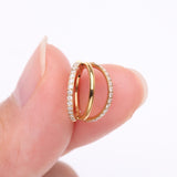Detail View 2 of Pure24K Implant Grade Titanium Triple Loop Sparkle Clicker Hoop Ring-Clear Gem