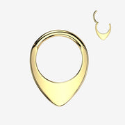 Implant Grade Titanium Golden Flat Teardrop Chevron Clicker Hoop Ring