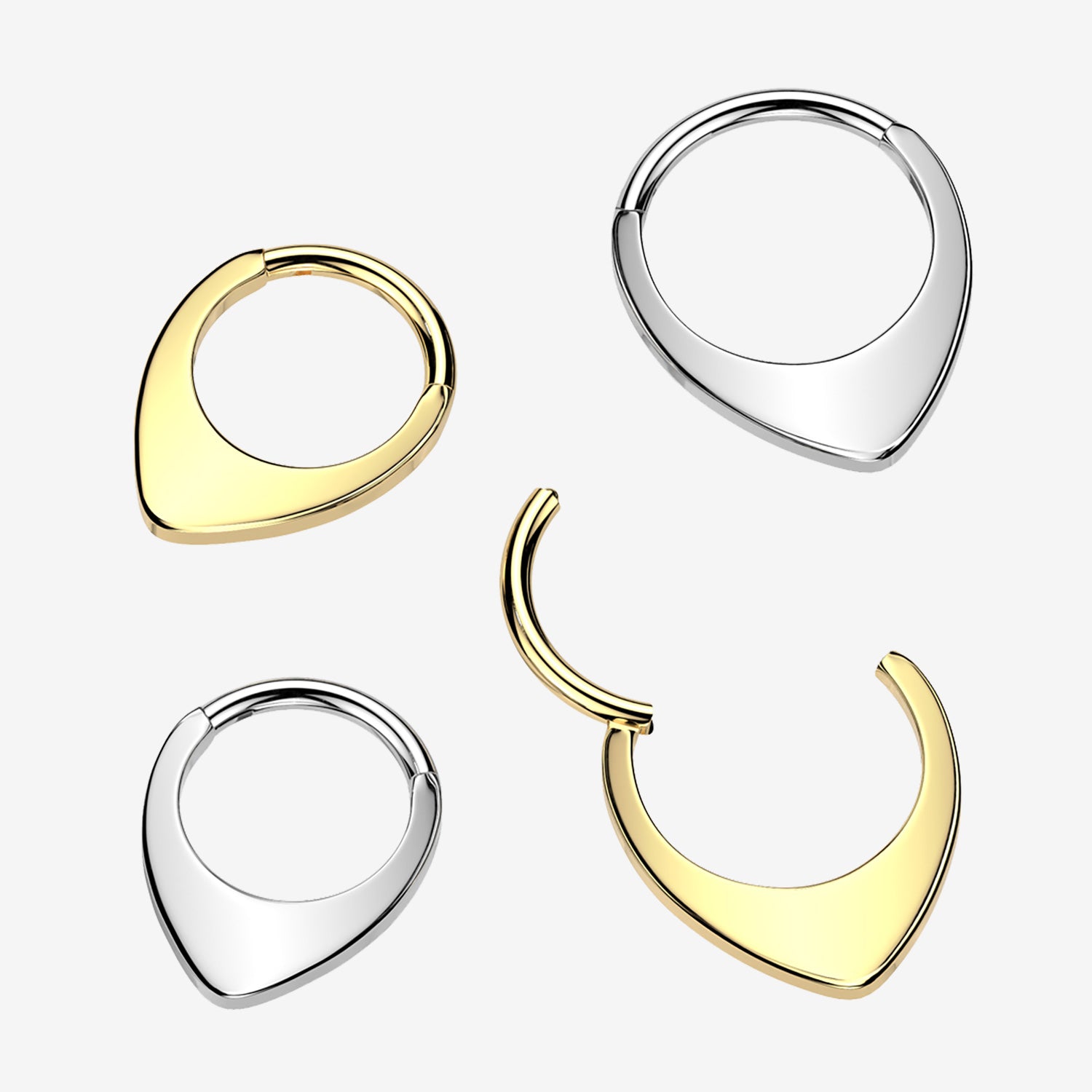 Detail View 1 of Implant Grade Titanium Golden Flat Teardrop Chevron Clicker Hoop Ring