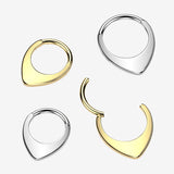 Detail View 1 of Implant Grade Titanium Golden Flat Teardrop Chevron Clicker Hoop Ring