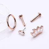 Detail View 1 of 3 Pcs of Assorted Titanium Rose Gold Brilliant Marquise Stud & Clicker Package