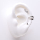 3 Pcs of Assorted Everyday Titanium Gem Lined Rectangle Stud x Triple Row Hoops Package