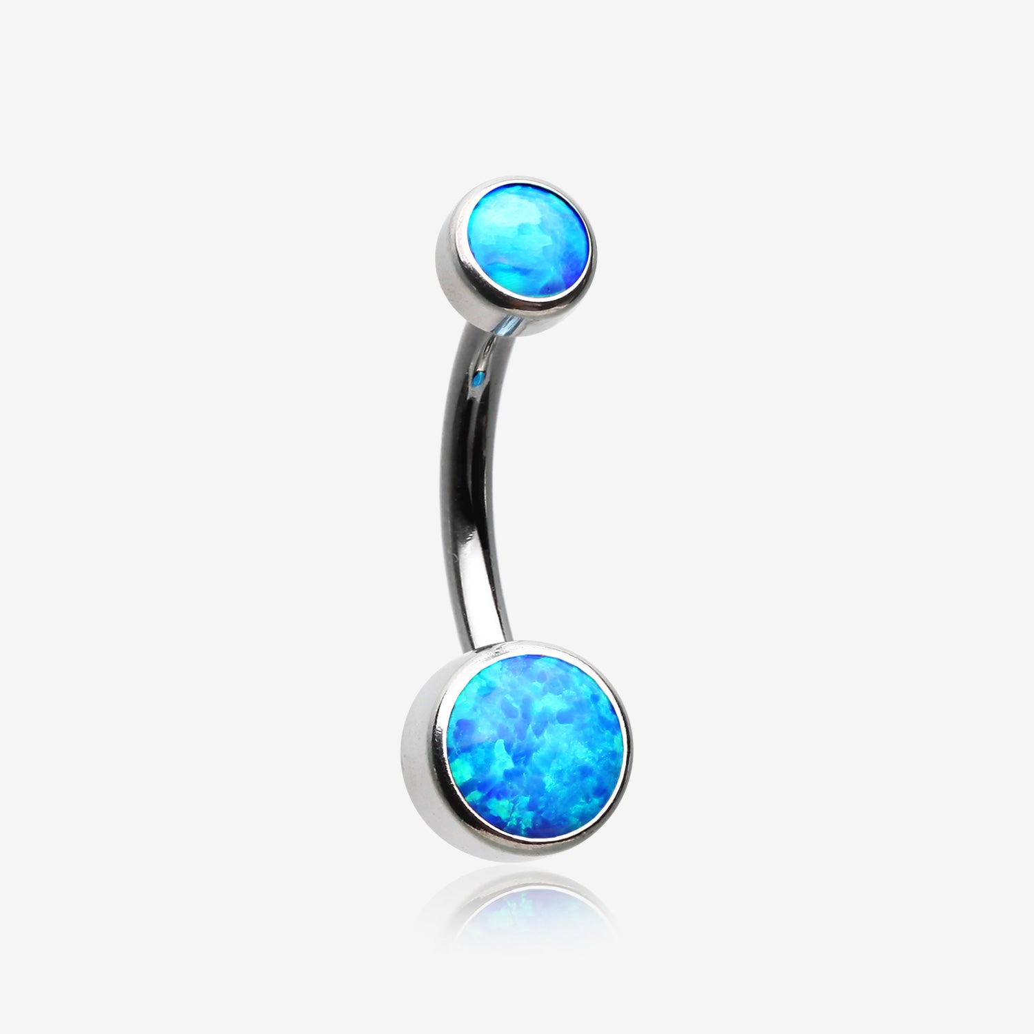 Implant Grade Fire Opal Titanium Internally Threaded Bezel Set Belly Button Ring-Blue