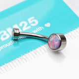 Detail View 4 of Implant Grade Fire Opal Titanium Internally Threaded Bezel Set Belly Button Ring-Purple