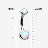 Detail View 1 of Implant Grade Fire Opal Titanium Internally Threaded Bezel Set Belly Button Ring-White
