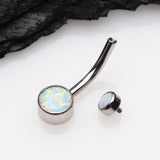 Detail View 3 of Implant Grade Fire Opal Titanium Internally Threaded Bezel Set Belly Button Ring-White