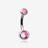 Implant Grade Titanium Internally Threaded Bezel Set Gem Belly Button Ring