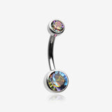 Implant Grade Titanium Internally Threaded Bezel Set Gem Belly Button Ring