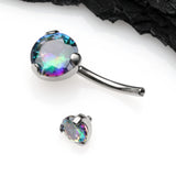 Detail View 3 of Implant Grade Titanium Internally Threaded Prong Set Belly Button Ring-Vitrail Medium