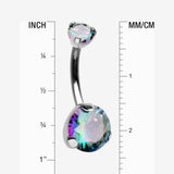 Detail View 1 of Implant Grade Titanium Internally Threaded Prong Set Belly Button Ring-Vitrail Medium
