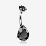 Implant Grade Titanium Internally Threaded Teardrop Prong Set Belly Button Ring