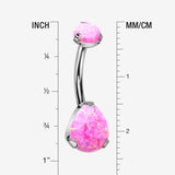 Implant Grade Titanium Internally Threaded Teardrop Opal Prong Belly Button Ring