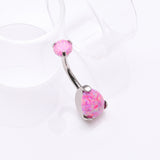 Implant Grade Titanium Internally Threaded Teardrop Opal Prong Belly Button Ring