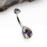 Detail View 2 of Implant Grade Titanium Internally Threaded Teardrop Prong Set Belly Button Ring-Vitrail Medium