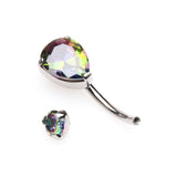 Detail View 3 of Implant Grade Titanium Internally Threaded Teardrop Prong Set Belly Button Ring-Vitrail Medium