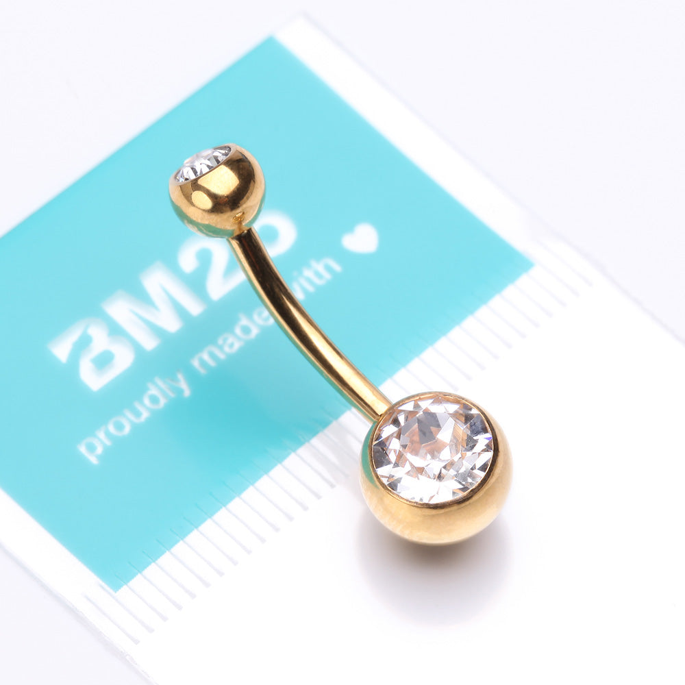 Detail View 4 of Pure24K Implant Grade Titanium Internally Threaded Basic Gem Ball Belly Button Ring-Clear Gem