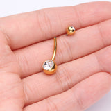 Detail View 3 of Pure24K Implant Grade Titanium Internally Threaded Basic Gem Ball Belly Button Ring-Clear Gem