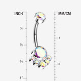 Detail View 1 of Implant Grade Titanium Royal Bali Sparkle Internally Threaded Belly Button Ring-Aurora Borealis