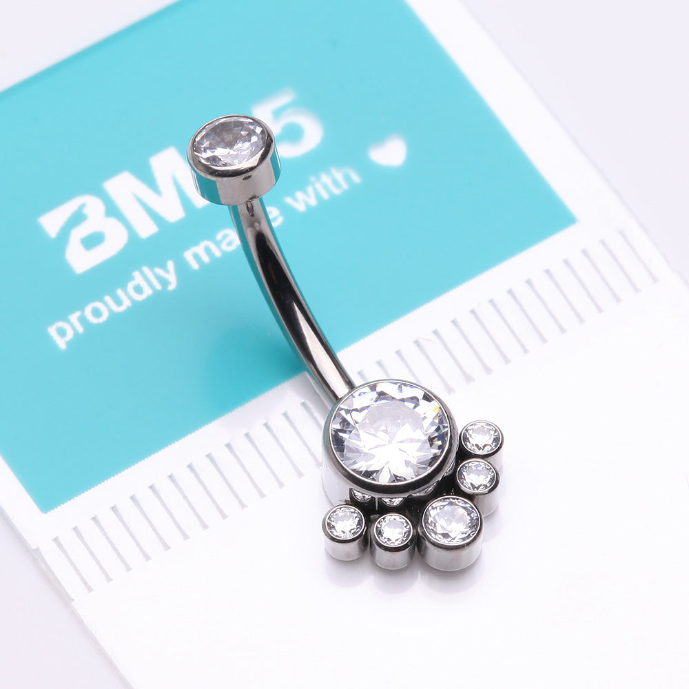 Detail View 3 of Implant Grade Titanium Royal Bali Sparkle Internally Threaded Belly Button Ring-Clear Gem