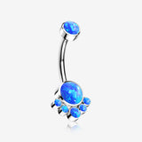 Implant Grade Titanium Royal Bali Fire Opal Internally Threaded Belly Button Ring