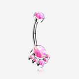 Implant Grade Titanium Royal Bali Fire Opal Internally Threaded Belly Button Ring