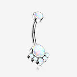 Implant Grade Titanium Royal Bali Fire Opal Internally Threaded Belly Button Ring