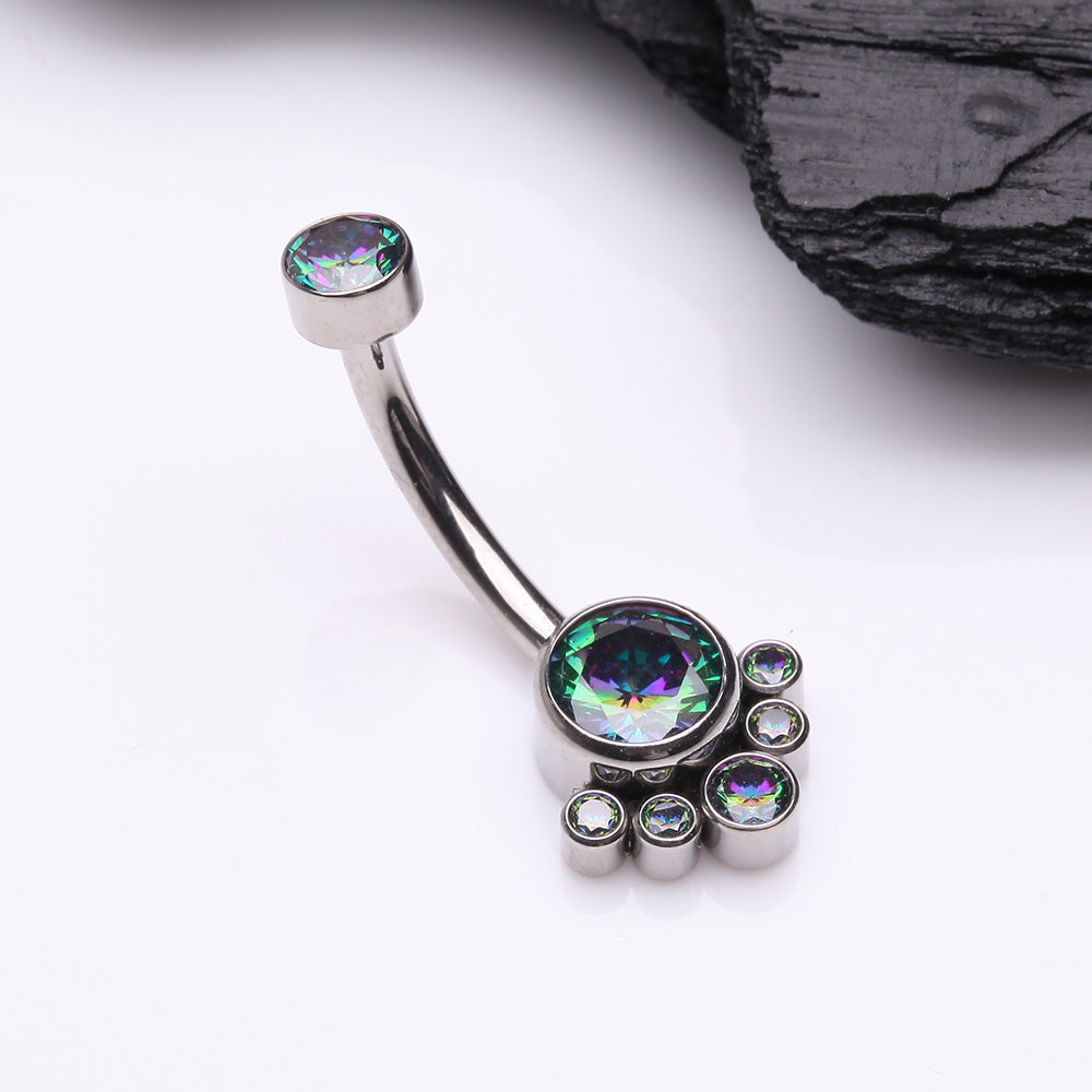 Detail View 2 of Implant Grade Titanium Royal Bali Sparkle Internally Threaded Belly Button Ring-Vitrail Medium