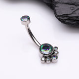 Detail View 2 of Implant Grade Titanium Royal Bali Sparkle Internally Threaded Belly Button Ring-Vitrail Medium