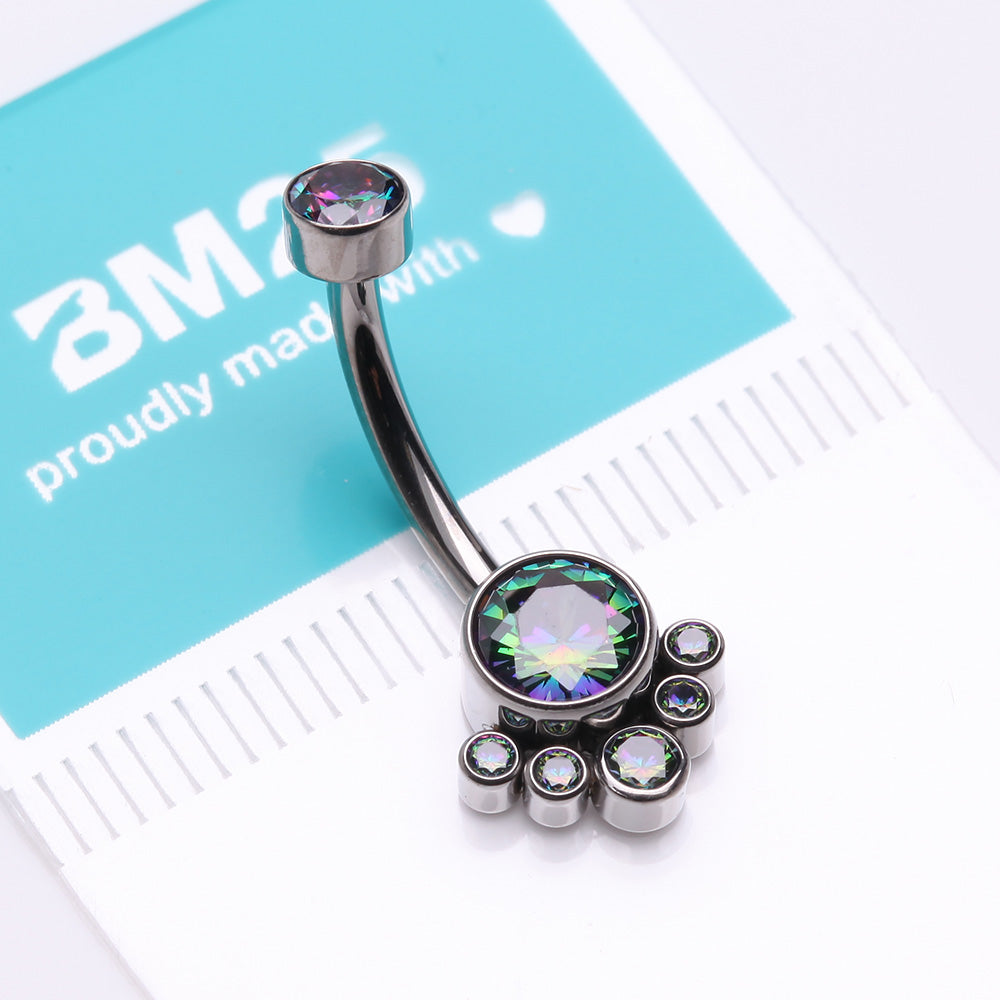 Detail View 3 of Implant Grade Titanium Royal Bali Sparkle Internally Threaded Belly Button Ring-Vitrail Medium