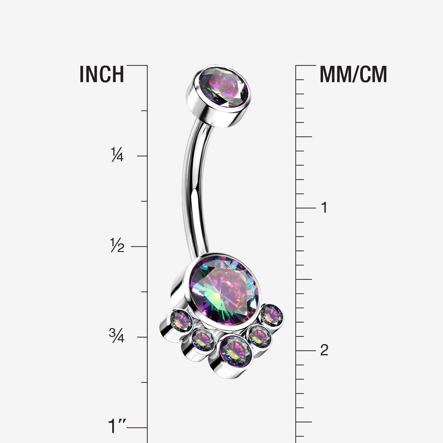 Detail View 1 of Implant Grade Titanium Royal Bali Sparkle Internally Threaded Belly Button Ring-Vitrail Medium