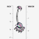 Detail View 1 of Implant Grade Titanium Royal Bali Sparkle Internally Threaded Belly Button Ring-Vitrail Medium