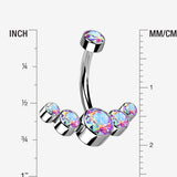 Detail View 1 of Implant Grade Titanium Journey Curve Sparkle Internally Threaded Belly Button Ring-Aurora Borealis