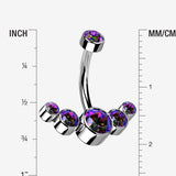 Detail View 1 of Implant Grade Titanium Journey Curve Sparkle Internally Threaded Belly Button Ring-Vitrail Medium