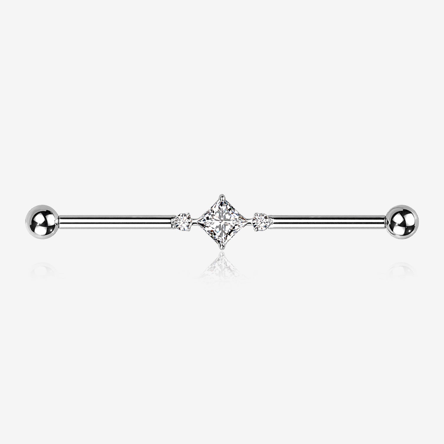 Implant Grade Titanium Diamante Sparkle Internally Threaded Industrial Barbell-Clear Gem