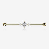 Implant Grade Titanium Golden Diamante Sparkle Internally Threaded Industrial Barbell