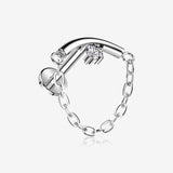 Implant Grade Titanium Modern Curve Sparkle Chained Internally Threaded Labret