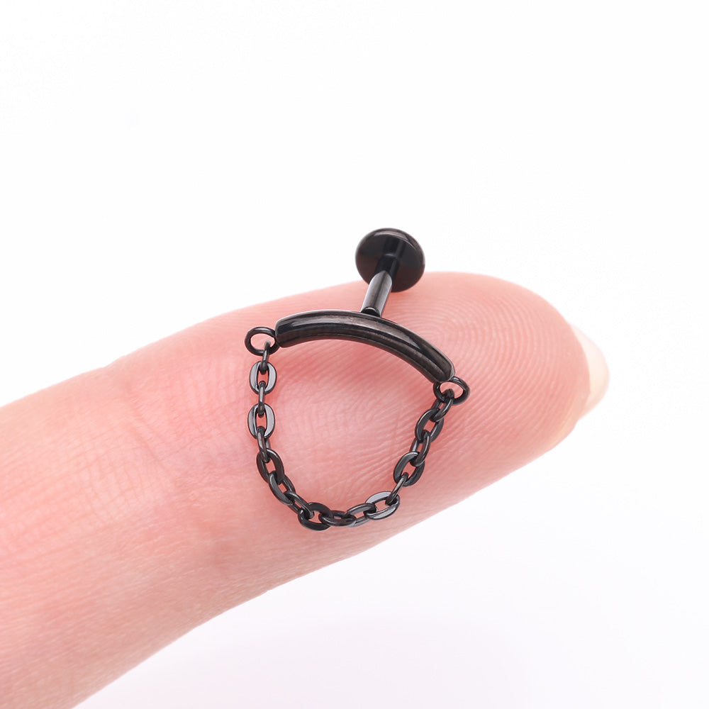 Detail View 2 of Implant Grade Titanium Blackline Modern Curve Chained Internally Threaded Labret