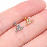 Detail View 3 of Implant Grade Titanium Golden Vintage Tail Sparkle Internally Threaded Labret-Clear Gem