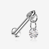 Implant Grade Titanium Simple Sparkle Dangle Internally Threaded Labret