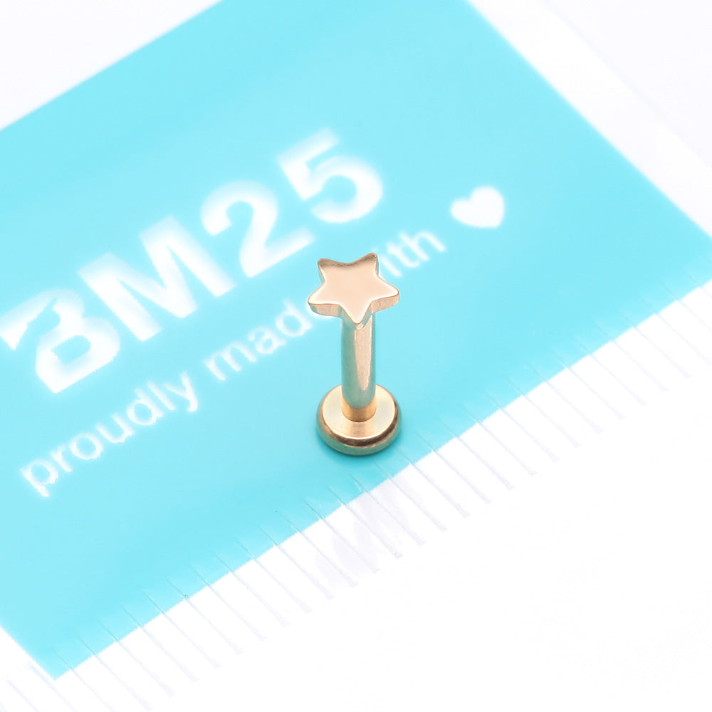 Detail View 3 of Implant Grade Titanium Golden Star Top Internally Threaded Flat Back Stud Labret