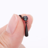 Detail View 2 of Implant Grade Titanium Blackline Gem Sparkle Teardrop Dangle Internally Threaded Flat Back Stud Labret-Vitrail Medium