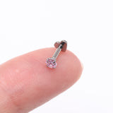 Detail View 2 of Implant Grade Titanium Prong Gem Sparkle Internally Threaded Heart Back Labret-Pink