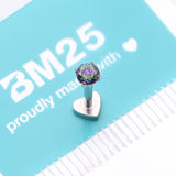 Detail View 4 of Implant Grade Titanium Prong Gem Sparkle Internally Threaded Heart Back Labret-Vitrail Medium