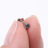 Detail View 2 of Implant Grade Titanium Prong Gem Sparkle Internally Threaded Heart Back Labret-Vitrail Medium